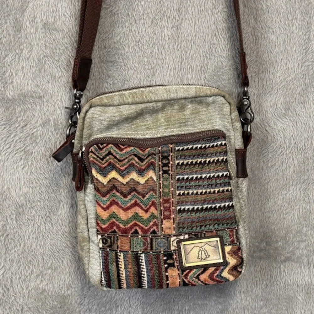Boho Canvas Patchwork Crossbody Woven Tapestry Messenger Bag Triple Tree Canvas